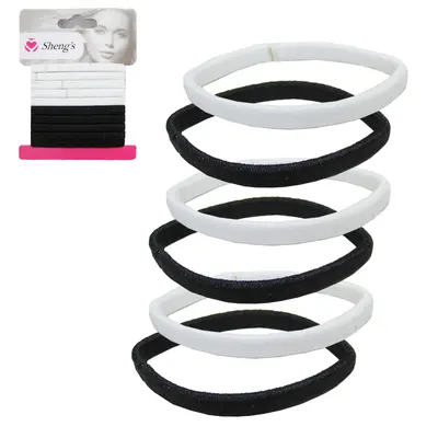 KIT ACESSORIOS PARA CABELO ELASTICO / RABICO PRETO / BRANCO COM 10 PECAS 4CM DE Ø
