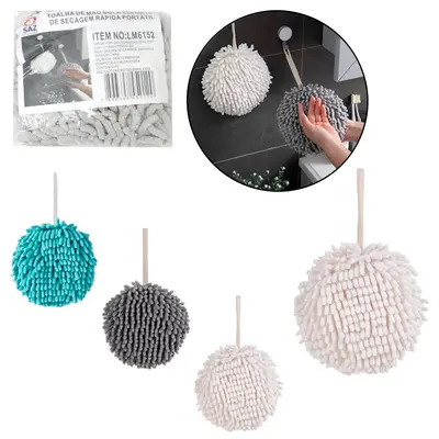 TOALHA DE MAO DE MICROFIBRA BOLA ESPONJA DE SECAGEM RAPIDA PORTATIL ALCA 18CM DE Ø