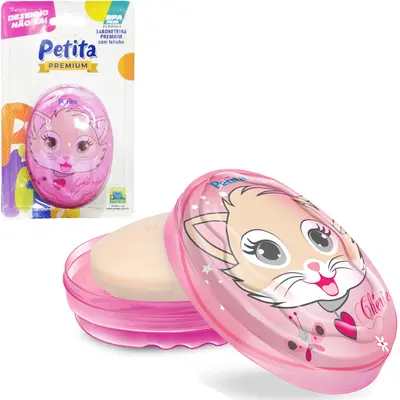 SABONETEIRA DE PIA DE PLASTICO OVAL COM TAMPA E TELA PREMIUM CHERIE ROSA