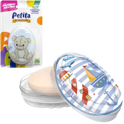 SABONETEIRA DE PIA DE PLASTICO OVAL COM TAMPA E TELA PREMIUM CRISTAL AZUL