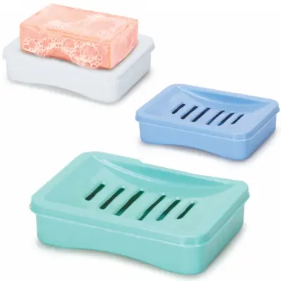 SABONETEIRA DE PIA DE PLASTICO RETANGULAR COM ESCORREDOR 11X8X3CM