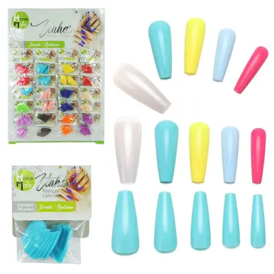 KIT DE UNHAS POSTICAS BAILARINA COLORS PARA MAOS 576 PECAS