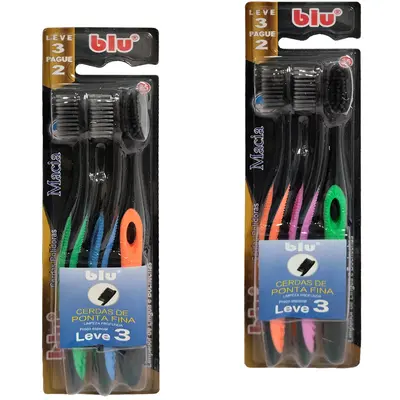 ESCOVA DENTAL MACIA COLORS BLU COM 3 PECAS