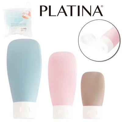 FRASCO FLIP TOP DE PLASTICO PARA VIAGEM COM TAMPA 3 PECAS PMG 30/60/90ML NA BOLSA