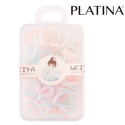 KIT ACESSORIOS PARA CABELO ELASTICO / RABICO DE SILICONE PLATINA COM 150 PECAS 1,5CM DE Ø NO ESTOJO