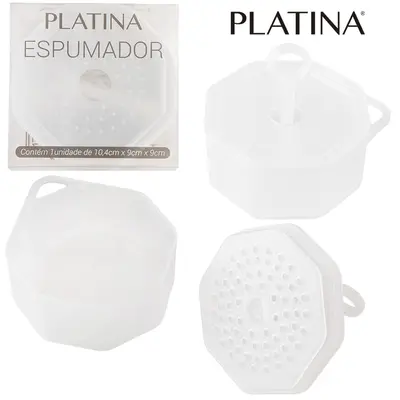 ESPUMADOR SABAO DE PLASTICO OITAVADO PLATINA 10,4X9X9CM