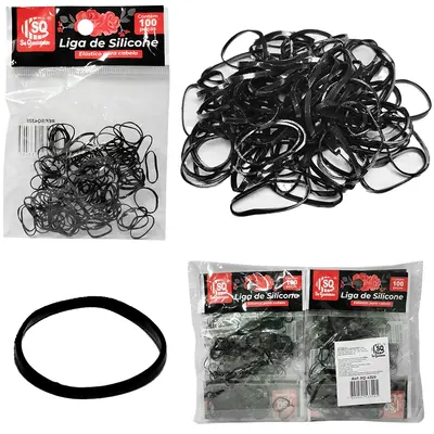KIT ACESSORIOS PARA CABELO ELASTICO / RABICO DE SILICONE PRETO COM 1200 PECAS 1CM DE Ø