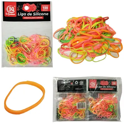 KIT ACESSORIOS PARA CABELO ELASTICO / RABICO DE SILICONE COLORS COM 1200 PECAS 1CM DE Ø