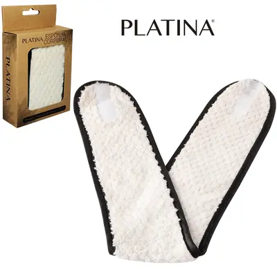 ESPONJA / BUCHA CORPORAL DE VELUDO CORAL PARA BANHO PLATINA 64X7,5CM