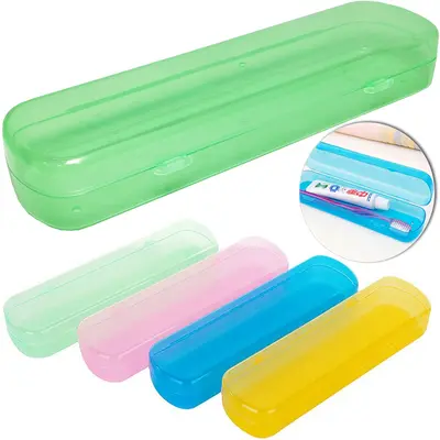 PORTA ESCOVA / ESTOJO DENTAL DE PLASTICO OVAL FLIP COM TRAVA COLORS 21X6X3CM