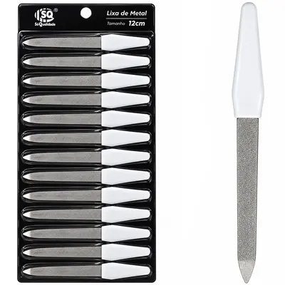 LIXA DE UNHA DE METAL CABO PLASTICO COM 12 PECAS 12X1,5CM