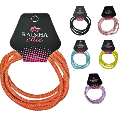 KIT ACESSORIOS PARA CABELO ELASTICO / RABICO RAINHA CHIC COM 2 PECAS 5CM DE Ø