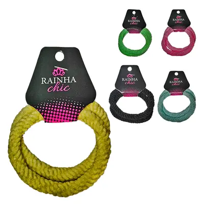 KIT ACESSORIOS PARA CABELO ELASTICO / RABICO RAINHA CHIC COM 2 PECAS 6CM DE Ø