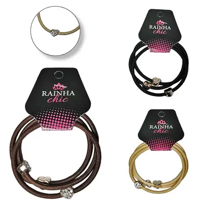 KIT ACESSORIOS PARA CABELO ELASTICO / RABICO RAINHA CHIC COM 3 PECAS 5,5CM DE Ø