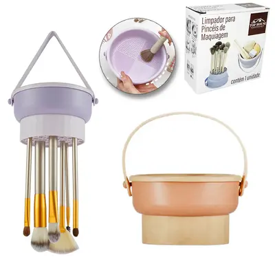 LIMPADOR PARA PINCEIS MAKE / MAQUIAGEM DE PLASTICO / SILICONE REDONDO COM ALCA 7X11,5CM DE Ø