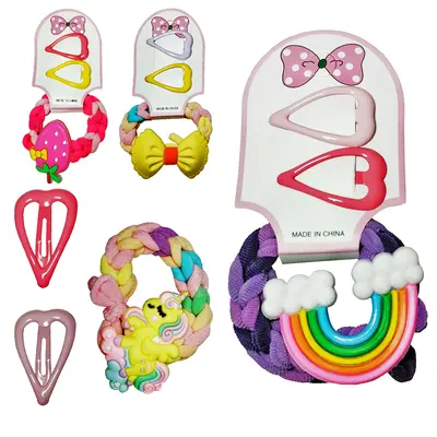 KIT ACESSORIOS PARA CABELO ELASTICO / RABICO + PRESILHA TIC TAC COM 3 PECAS