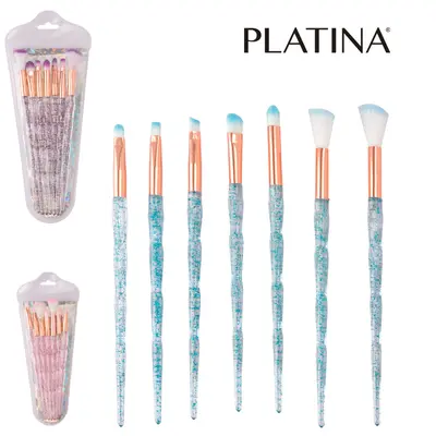 PINCEL PARA MAKE / MAQUIAGEM CABO ACRILICO GLITTER 7 PECAS