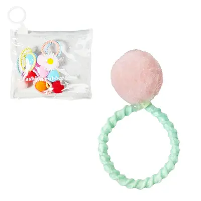 KIT ACESSORIOS PARA CABELO ELASTICO / RABICO COM POM POM 10 PCS 2CM DE Ø NA BOLSA