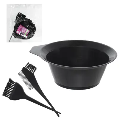KIT TINTURA PARA CABELO COM POTE + PINCEL E PENTE PRETO 3 PECAS