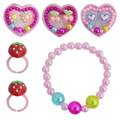 KIT BELEZA / BIJUTERIA INFANTIL COM PULSEIRA + 2 ANEIS