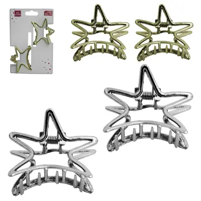 KIT ACESSORIOS PARA CABELO PIRANHA DE METAL COM 2 PECAS 5X3CM