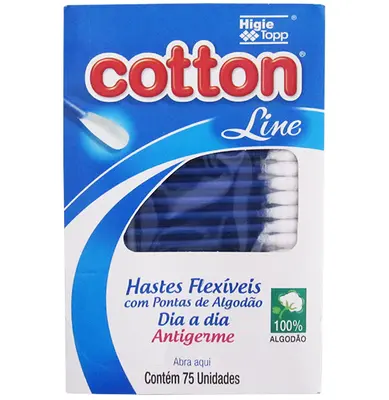 HASTES FLEXIVEIS (COTONETES) COTTON LINE 75 PECAS NA CAIXA