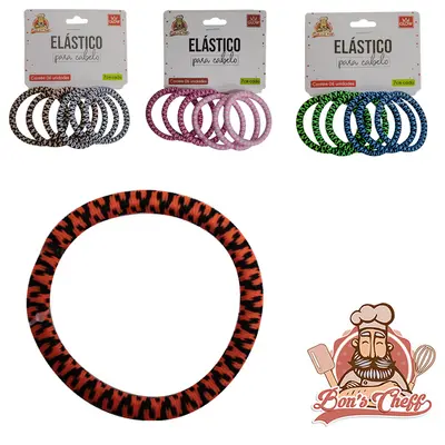 KIT ACESSORIOS PARA CABELO ELASTICO / RABICO COM 6 PECAS 7CM DE Ø