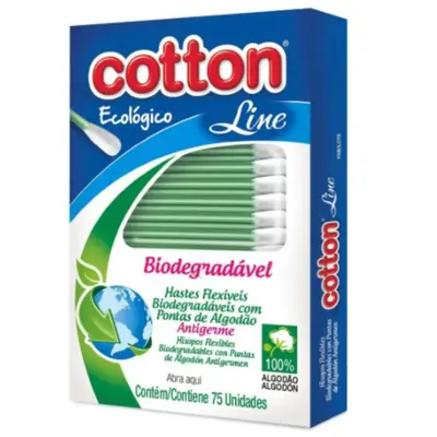 HASTES FLEXIVEIS (COTONETES) COTTON LINE BIODEGRADAVEL COM 75 PECAS