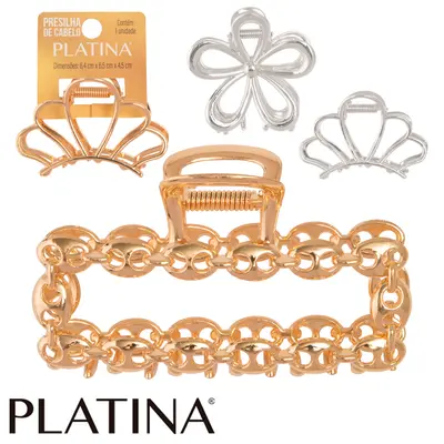 ACESSORIO PARA CABELO PRESILHA DE METAL PLATINA 6,5X6,4X4,5CM