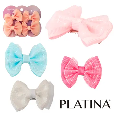 KIT ACESSORIOS PARA CABELO PRESILHA LACO PLATINA COM 4 PECAS 4,5X3,5X1,5CM