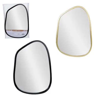 ESPELHO ORGANICO SALINE DE PENDURAR EMOLDURADO DECORATIVO BLACK / METALIZADO DOURADO 49X35CM