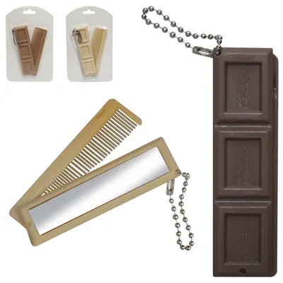 PENTE COM ESPELHO DE BOLSA CHOCOLATE