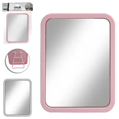 ESPELHO DE MESA RETANGULAR COM MOLDURA DE PLASTICO COLORS 15X11,5CM