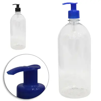 PORTA SABONETE LIQUIDO DE PLASTICO PET REDONDO CRISTAL LISO 1L