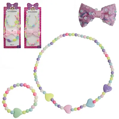 KIT BELEZA / BIJUTERIA INFANTIL COM COLAR + PULSEIRA E PRESILHA