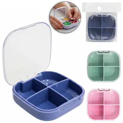 PORTA COMPRIMIDO DE PLASTICO QUADRADO COM 4 COMPARTIMENTOS 7X2,5CM