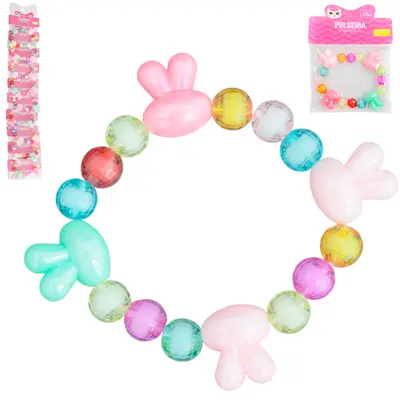 KIT BELEZA / BIJUTERIA INFANTIL COM PULSEIRA CARTELA COM 10 PECAS