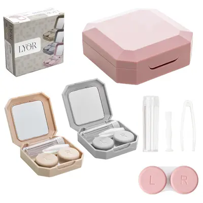 ESTOJO PARA LENTES DE CONTATO COM ESPELHO + PINCA E ACESSORIOS 5 PECAS
