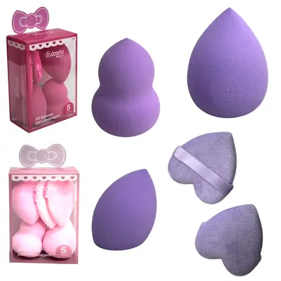 ESPONJA PARA MAQUIAGEM CORACAO / GOTA BEAUTY 5 PECAS