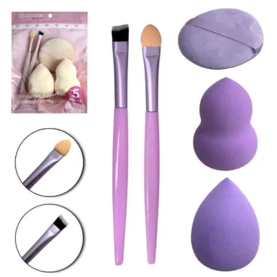 PINCEL COM ESPONJA REDONDA / GOTA PARA MAKE / MAQUIAGEM BEAUTY 5 PECAS