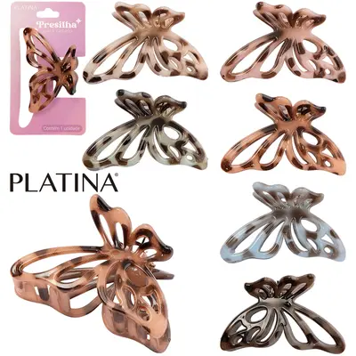 ACESSORIO PARA CABELO PRESILHA BORBOLETA PLATINA 7X4,5X4CM
