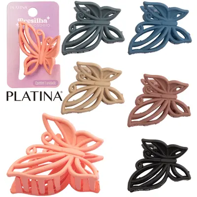 ACESSORIO PARA CABELO PRESILHA BORBOLETA PLATINA 4,5X3,5X3CM
