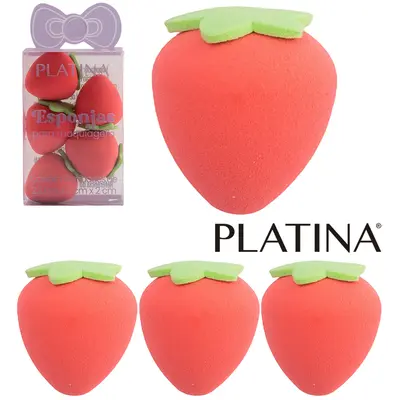 ESPONJA PARA MAQUIAGEM MORANGO PLATINA COM 5 PECAS 2,2X2CM DE Ø
