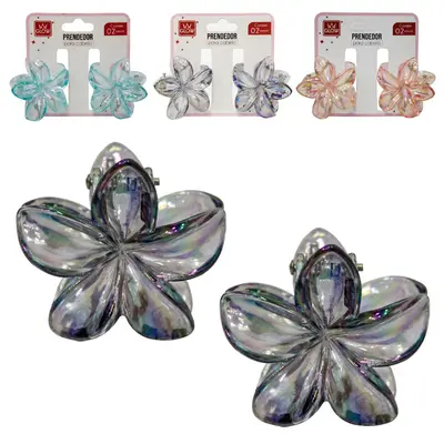KIT ACESSORIOS PARA CABELO PIRANHA FLOR 3X2CM COM 2 PECAS