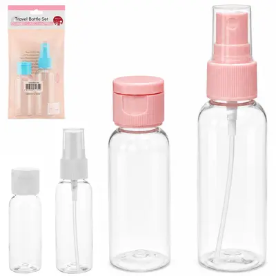 KIT FRASCO FLIP TOP E SPRAY DE PLASTICO PARA VIAGEM COM TAMPA 2 PECAS 40 / 60ML