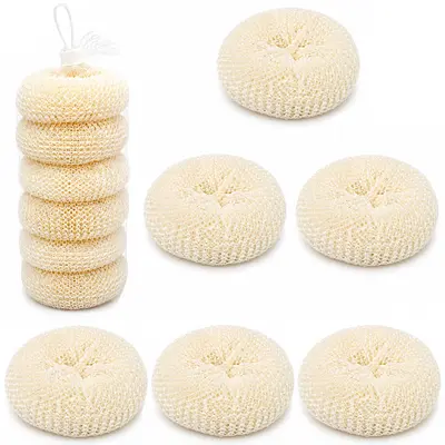 ESPONJA / BUCHA REDONDA PARA LIMPEZA ANTI-RISCO MULTIUSO 6 PECAS 9CM