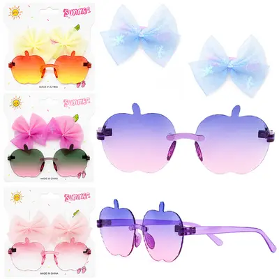 KIT BELEZA INFANTIL COM OCULOS MACA + 2 ACESSORIOS PARA CABELO PRESILHA SUMMER