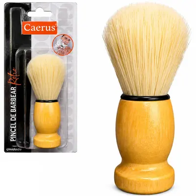PINCEL PARA BARBEAR CABO MADEIRA 10CM