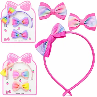 KIT BELEZA INFANTIL COM TIARA + ACESSORIOS PARA CABELO PRESILHA LACO 3 PECAS