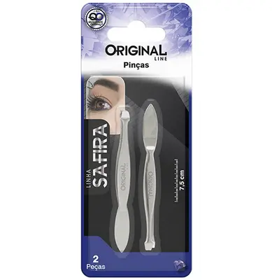 PINCA DE SOBRANCELHA SAFIRA COM 2 PECAS 7CM NA CARTELA